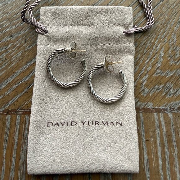 David Yurman Jewelry - David Yurman Twisted Silver Hoop Earrings, 1 inch